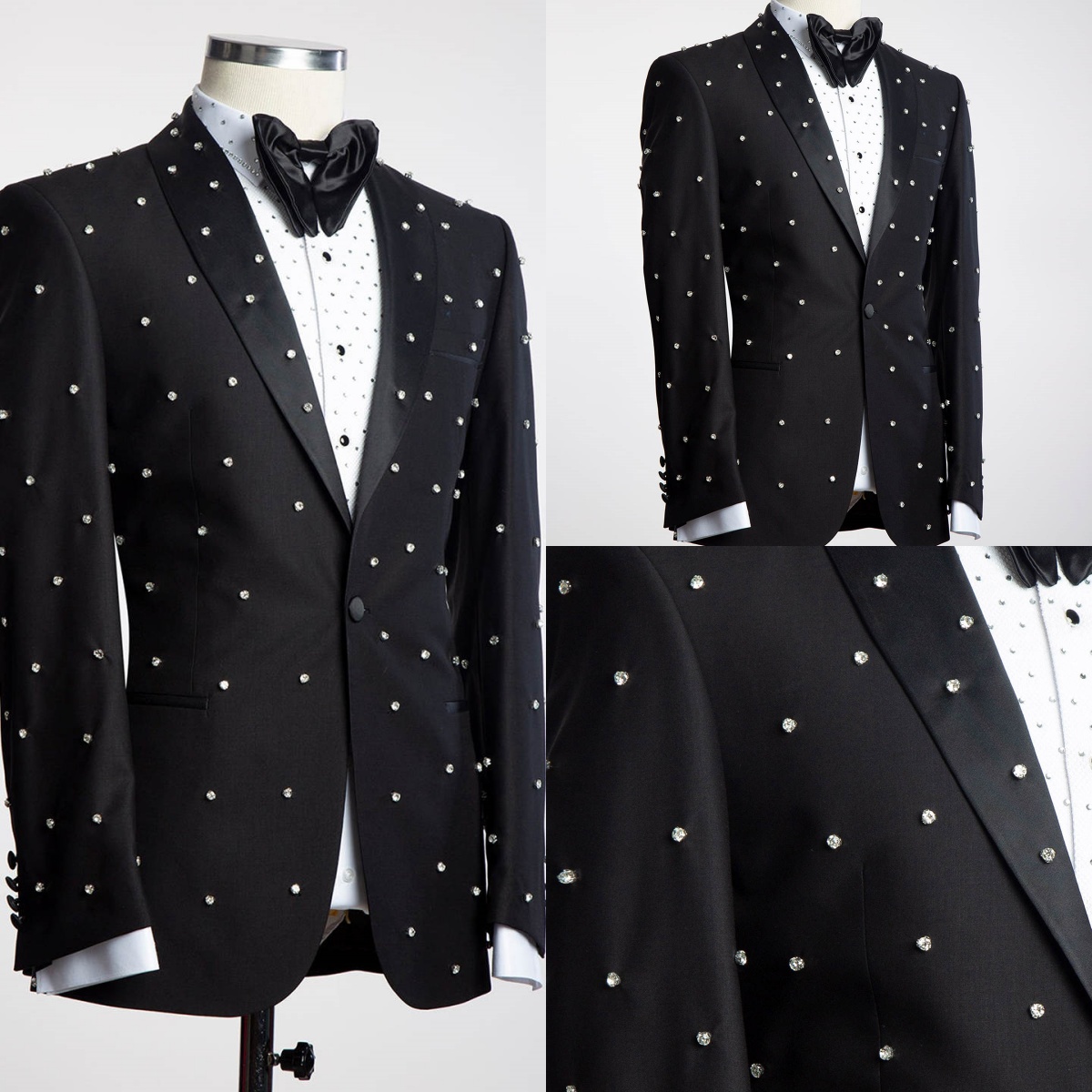 Classic Fit Wedding Tuxedos Crystal Men Suit Shawl Lapel 1 Piece Set Jacket Luxury Party Groom Wear Business Blazers Customized