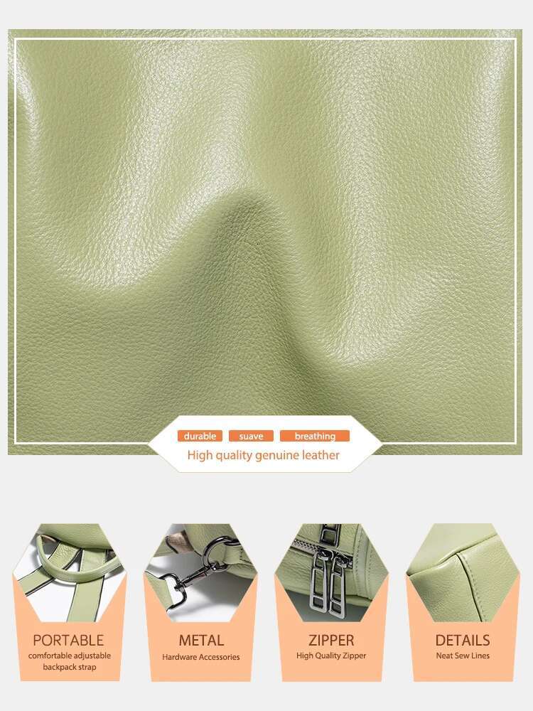 Zency Genuine Leather Backpack Fashion Student School Bag Female Travel Shoulder Women High Capacity Shopper Satchel Bags
