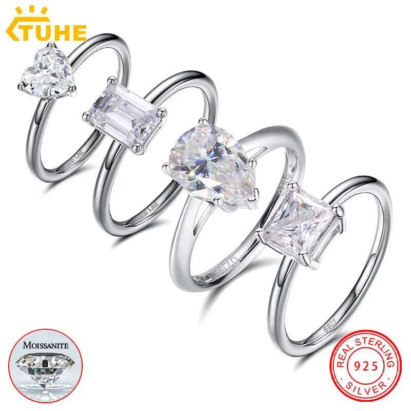 GRA Certificate Moissanite Rings For Women 925 Sterl Silver Jewelry Engagement