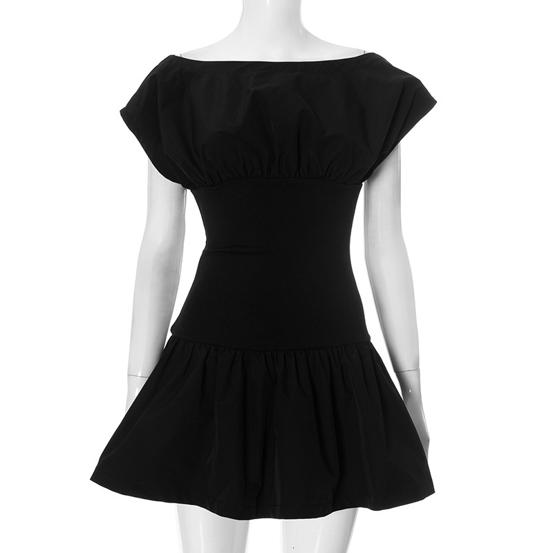 2025S Fashion Designer F DS Style Women S Autumn And Winter One Piece Collar Flying Sleeve Pleated Pullover Ruffle Edge Waist Cinching Dress