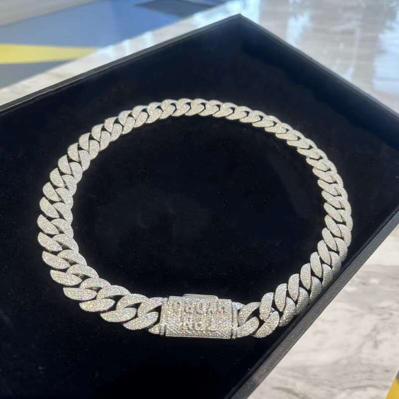 Moissanite Cuban Link Chain 925 Sterling Silver 20mm Iced Out Gold Plated Hiphop VVS Moissanite Cuban Chain