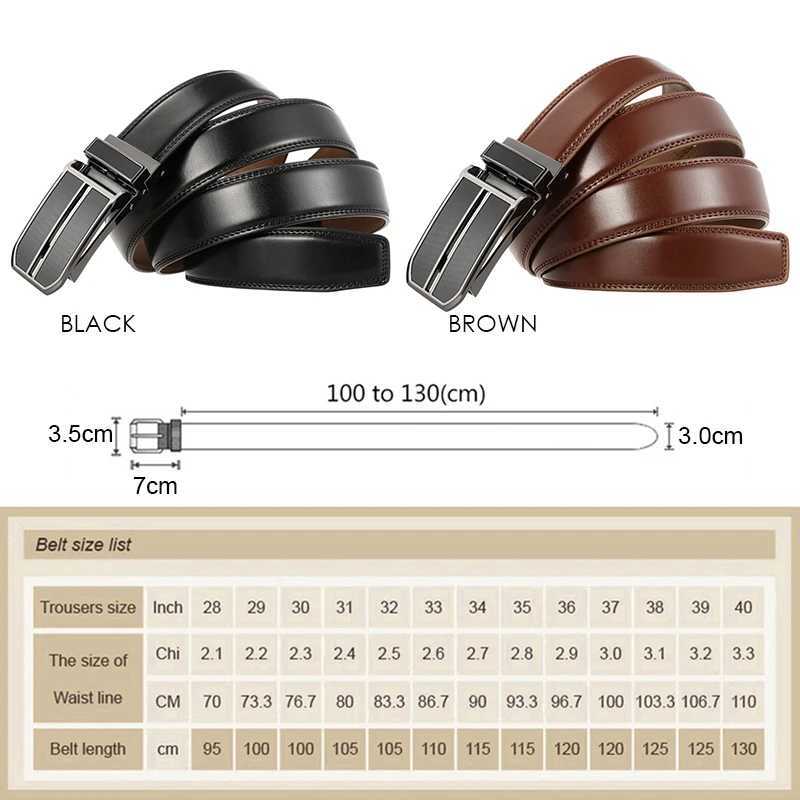 High quality mens leather belt 3cm thin belt alloy automatic buckle Trouser belt 130cm brown Girdles W250326