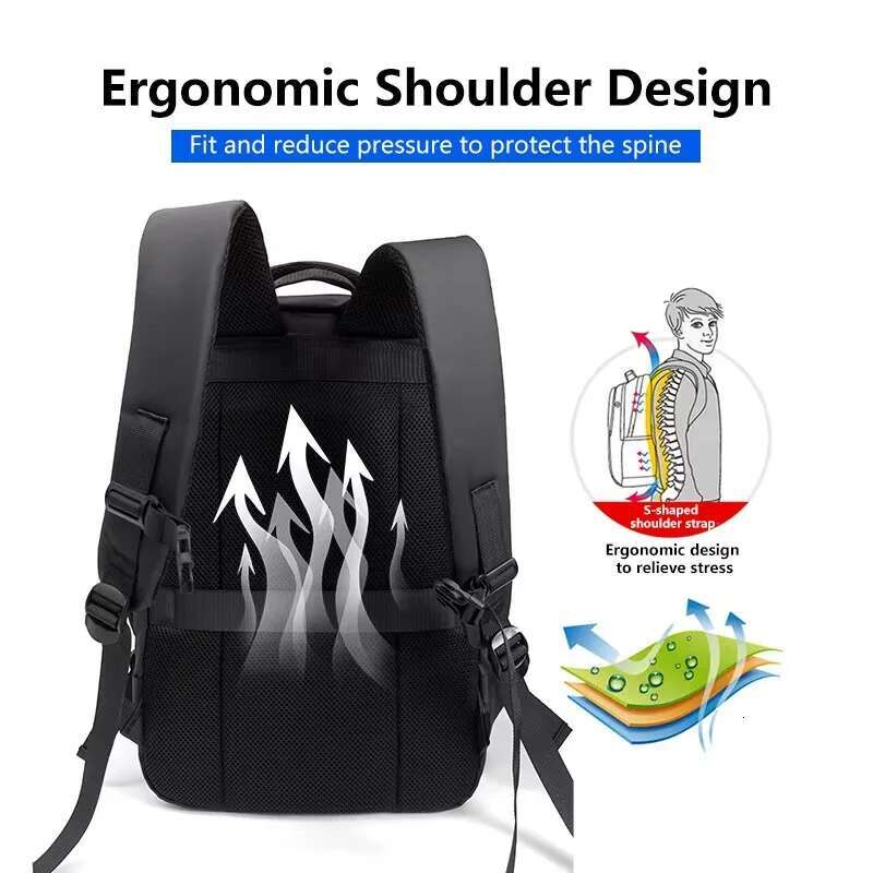 Elejrny Men Business 17.3Laptop Large Capacity Expandable Backpack Waterproof USB Travel Backpacks Men Camping