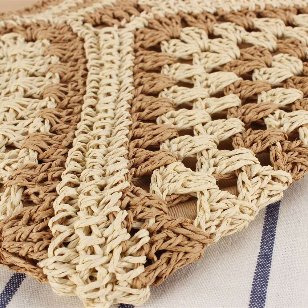 e1 Popular large capacity versatile and fashionable paper rope woven bag, vacation commuting shoulder bag