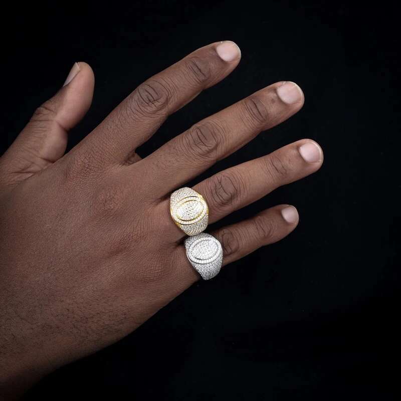 TUHE Unisex oval Iced Out VVS1 Moissanite Cross Rings S925 Silver For Men Hip Hop Jewelry