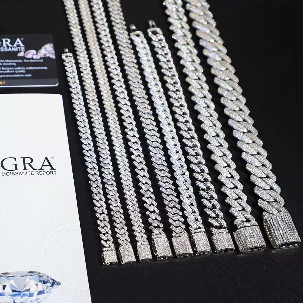 Hip Hop Jewelry Iced Out Diamond Necklaces 8mm Miami Iced Gold Plated Cuban Link Chain for Men