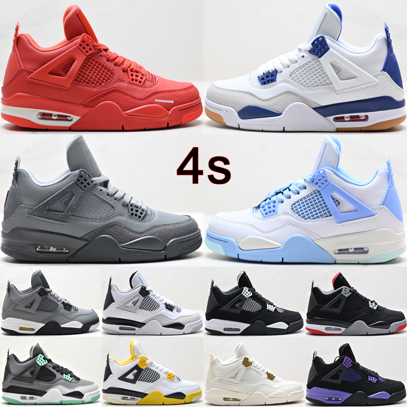 Shoes Top 4 Men Women 4s Designer Trainers Wet Cement Black Cat Bred Reimagined Military Blue Brick Fire Red Outdoor Sneakers Size 36-47