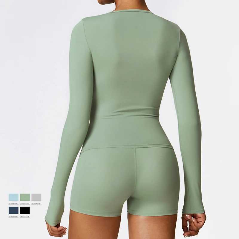 Sports long sleeved quick drying yoga clothes gym tops breathable fitness yoga shirts sports clothes womens exercise tops W250326