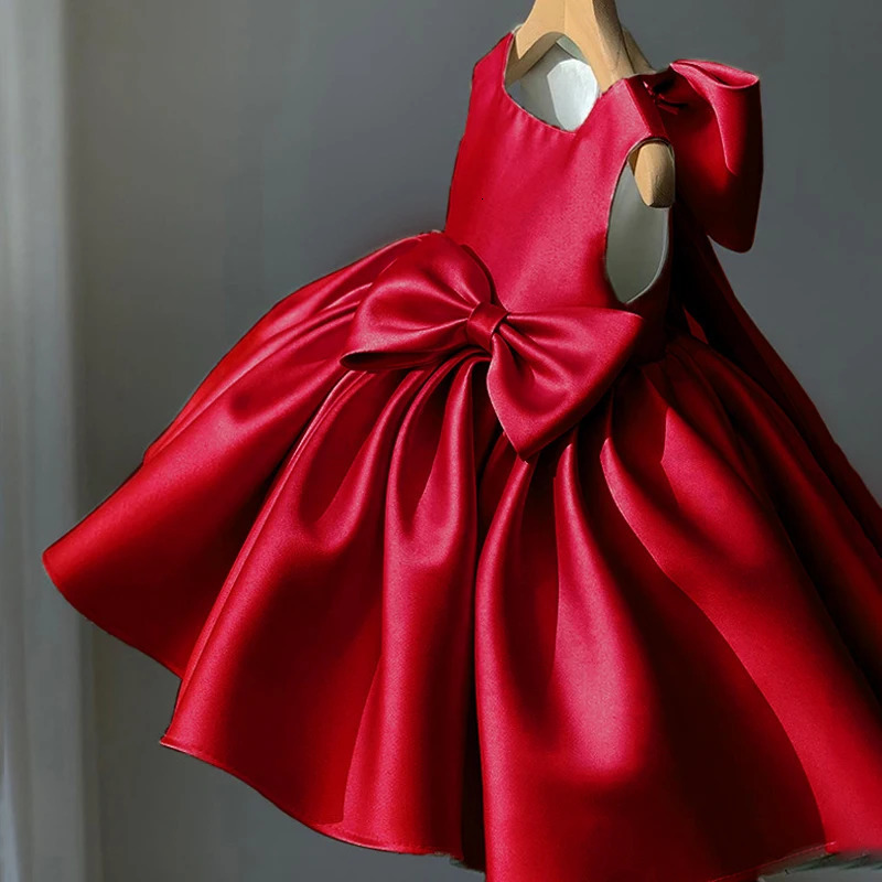 Toddler Baby Red Christmas Girls Dresses Kids Elegant Years Party Princess Birthday Party Dress for Girl Infant Xmas Vestido 250325