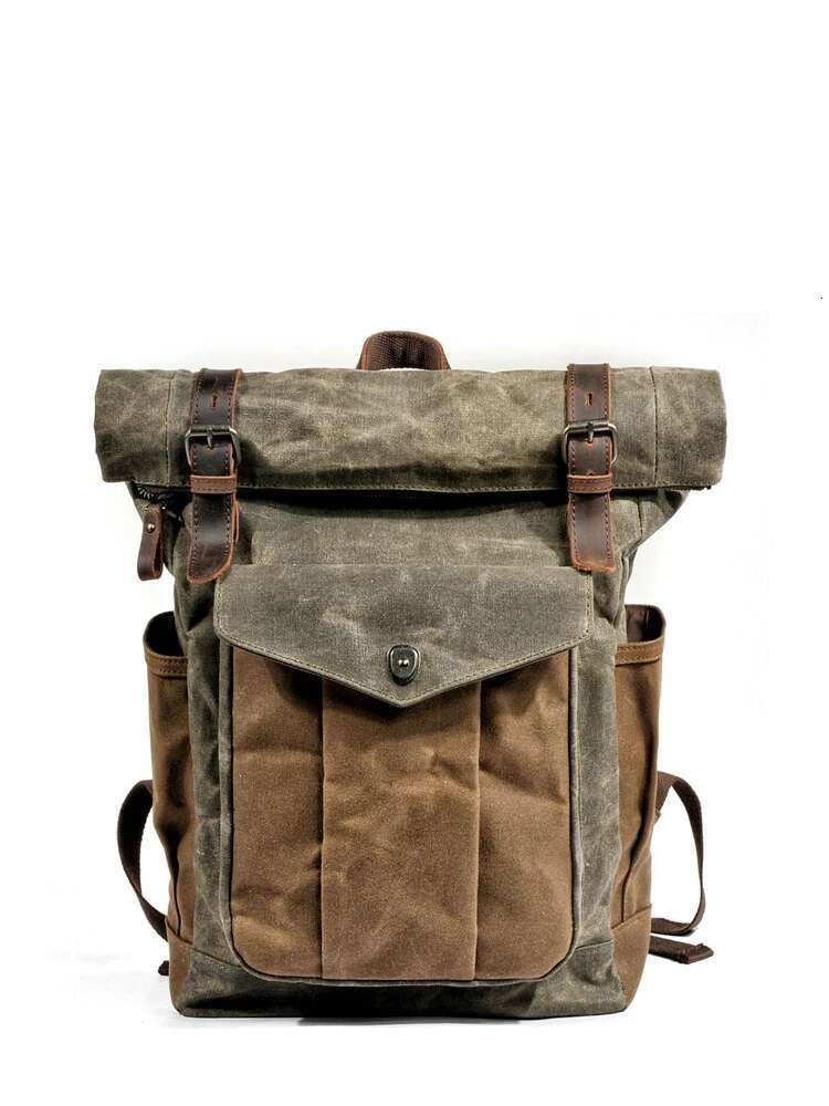 Vintage Backpacks For Men Oil Wax Canvas Leather Travel Backpack Large Waterproof Daypacks Retro Bagpack