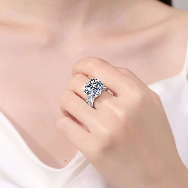 10ct Women Moissanite Rings 925 Sterling Silver Trendy Wedding Moissanite Jewelry With GRA Certificate