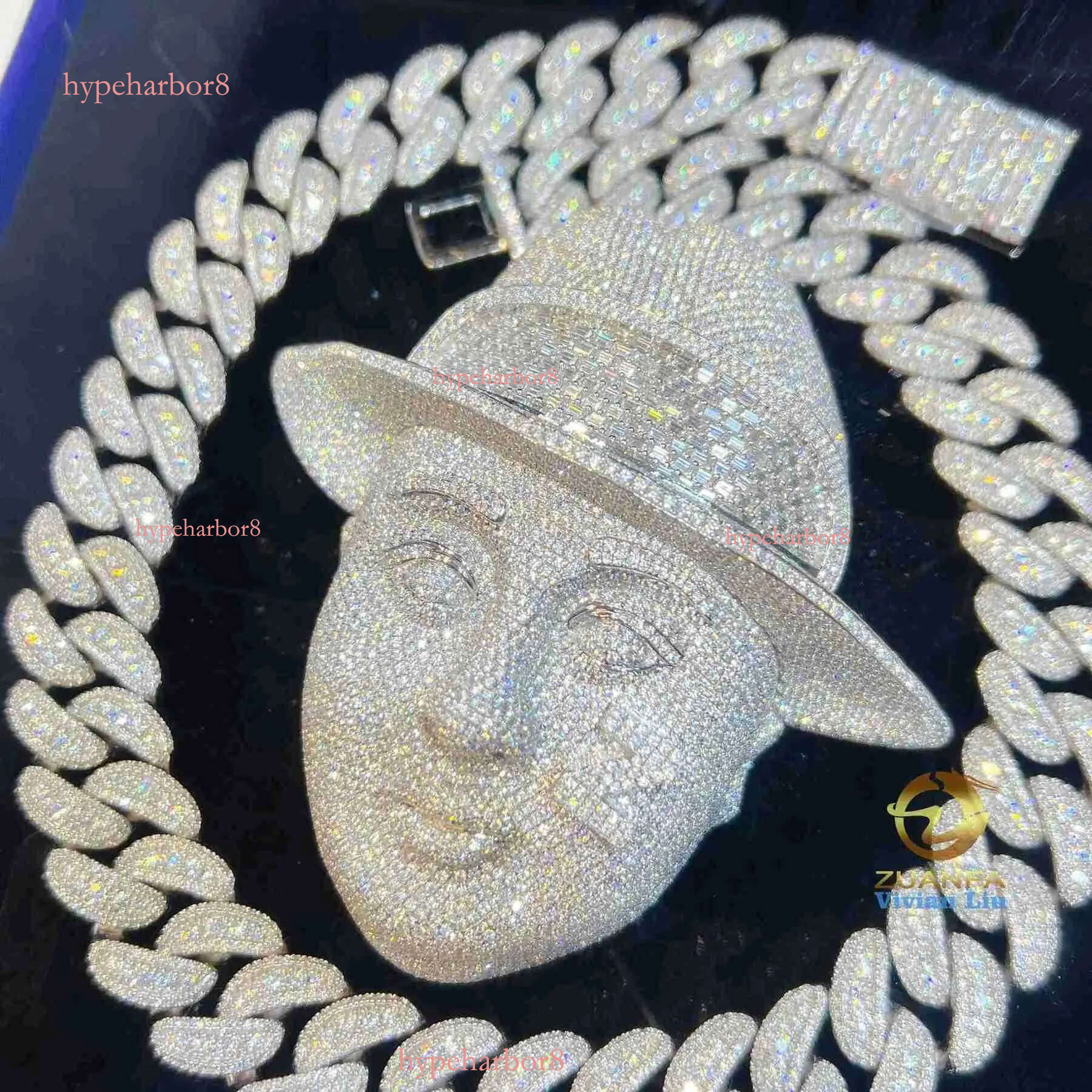 pendant pass dia tester cuban k necklace For Custom Pendant 18mm Hip Hop Men Jewelry Big necklaces VVS moissanite Cuban chain Free Shipping