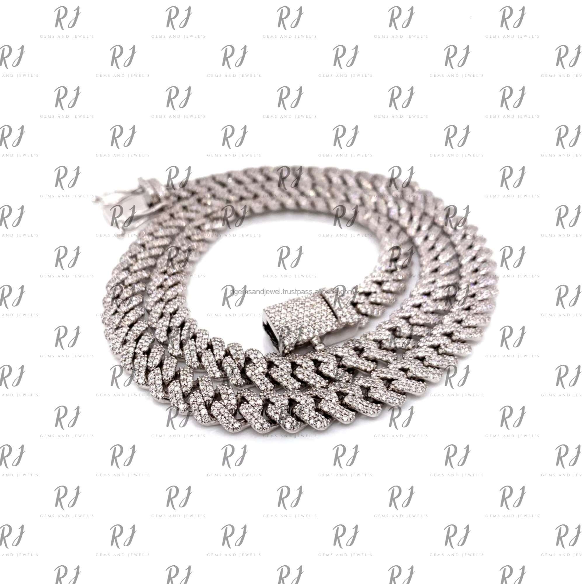 Iced Out Moissanite Cuban Link Chain 15mm Silver Cuban Necklace for Mens at Wholesale Price