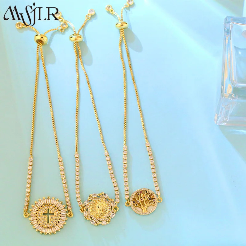 MVB-013 Cute Style Adjustable Hollow Round Bracelet Womens Wedding Gift Diamond Zircon Adjustable Accessories Jewelry 250326