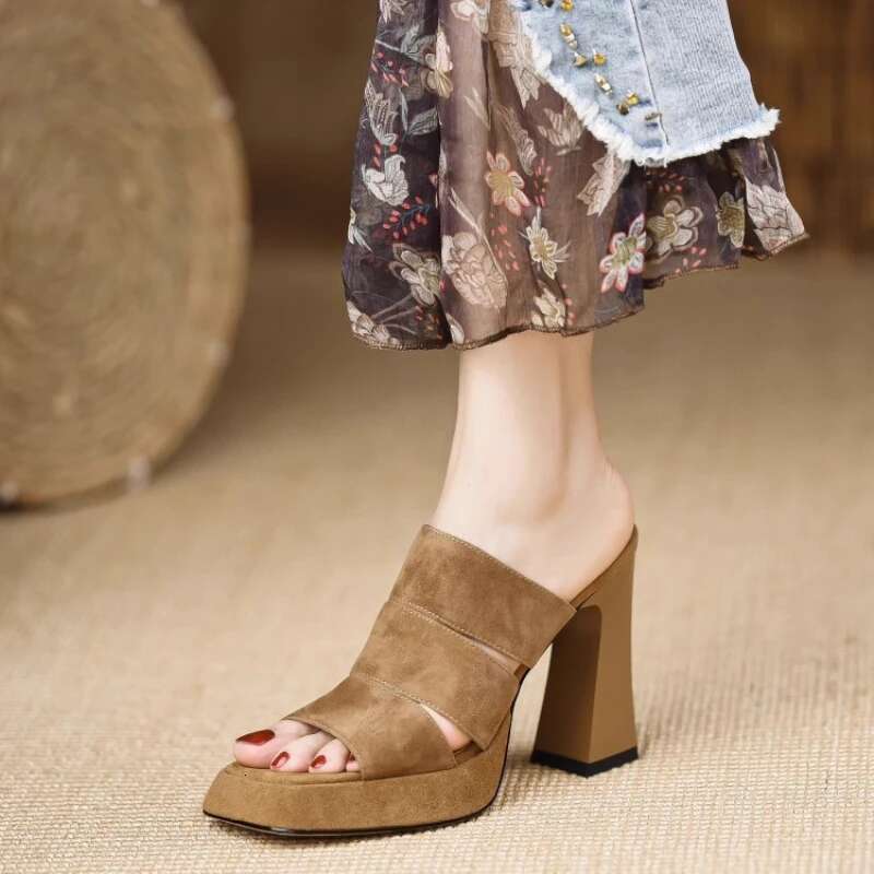 High Women Summer New Black Hook Heels Party Shoes Woman Fashion Buckle Strap Platform Sandals