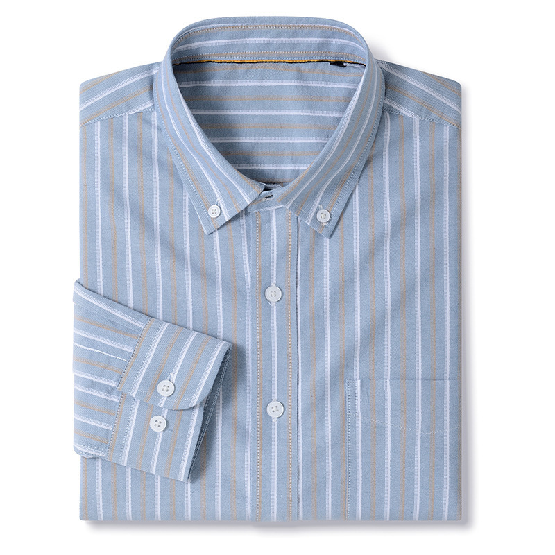 Spring Autumn New Cotton Long sleeved Men's with Cow's Premium Sensation and Tianjin Textile Stripe Versatile Color blocked Shirt for Men M0