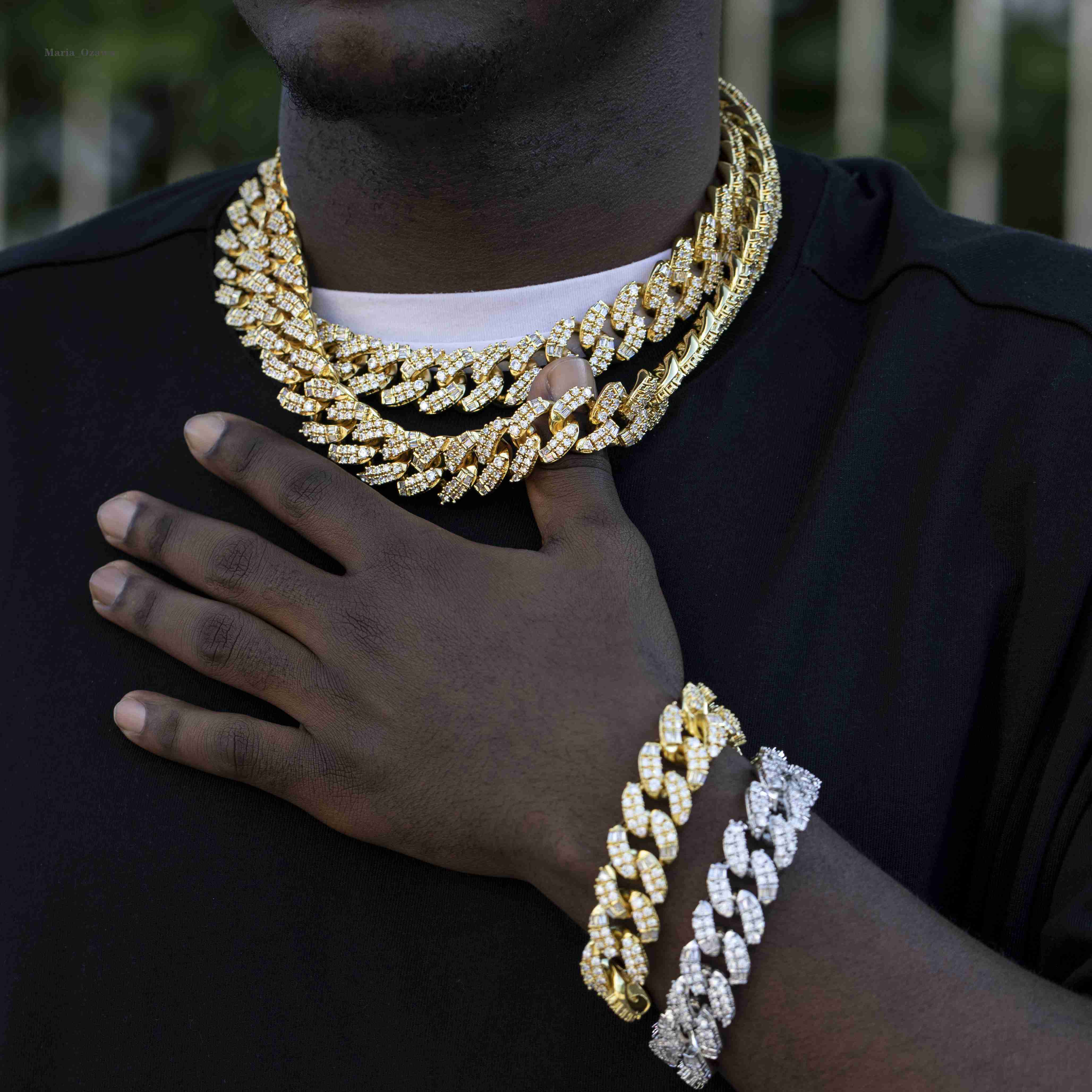 Hip Hop Iced Out Zircon Cuban Link Chain Bling Jewelry 925 Sterling Silver Jewelry Necklace Mens Necklaces