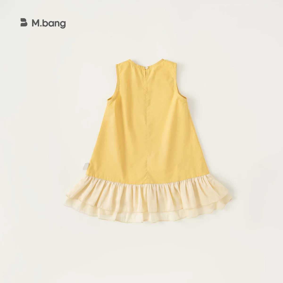 Summer girls dress with large hem patch work clothes sleeveless round neck knee length Korean childrens girls dress toddler girls dress W250326