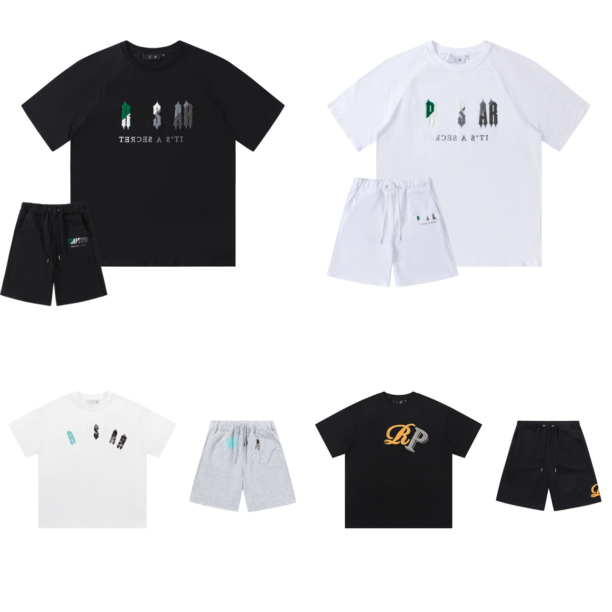 Men's t-shirts tracksuits designer shorts embroidery letter luxury rainbow color black white grey summer sports fashion cotton cord top sleeve