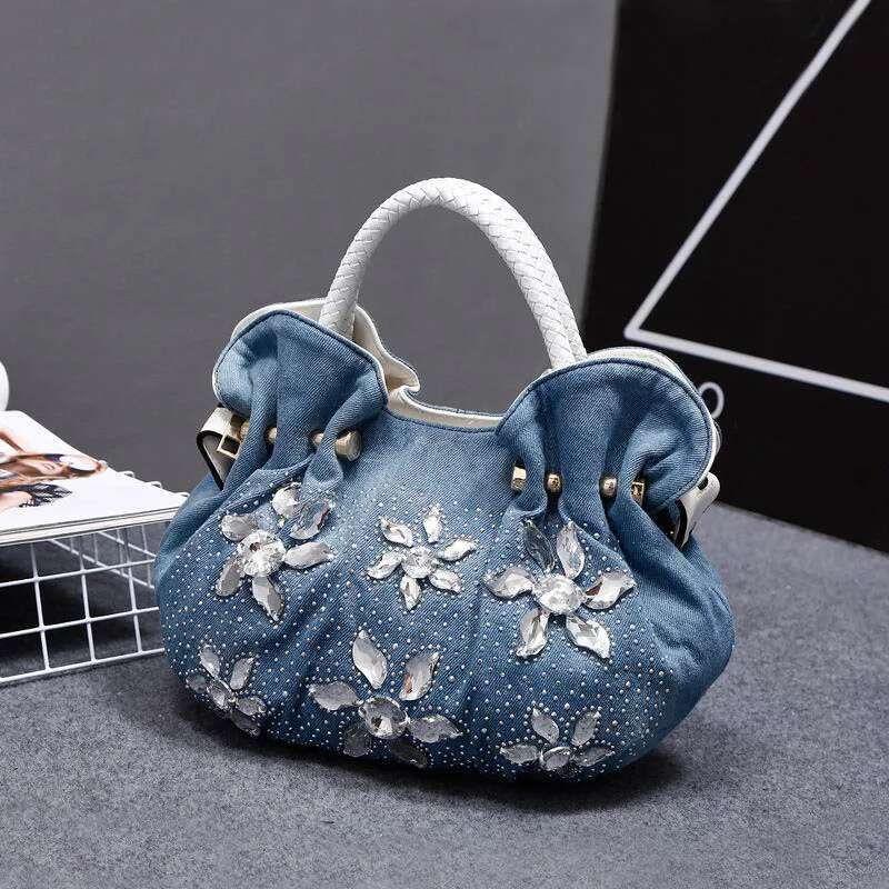 Woman Denim Handbags Vintage Rhie Shoulder Women's Small Bags Jean Bolsas Femininas For Women