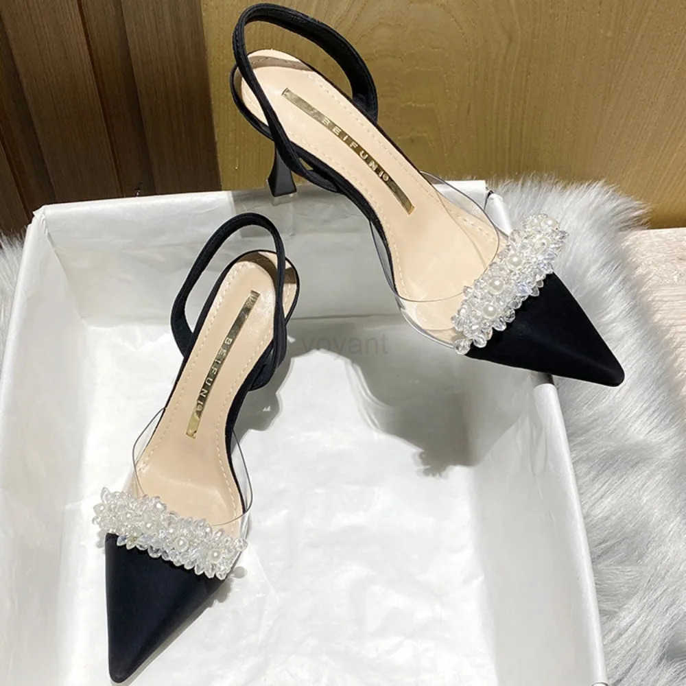 Luxury Sandals Wen Designers Baotou Sandals Wens Spring/Summer 2024 New French Transparent Pointed High H Ladies Shoes Z250326