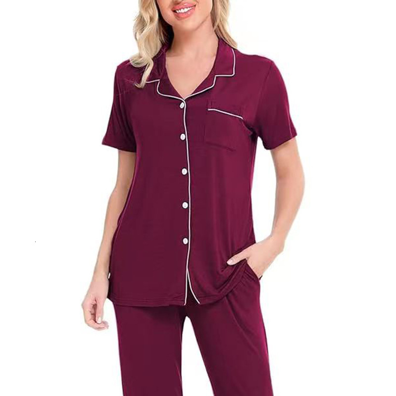 Home wear, sleepwear, women's spring and summer styles, Modal short sleeved pants, cardigan two-piece set