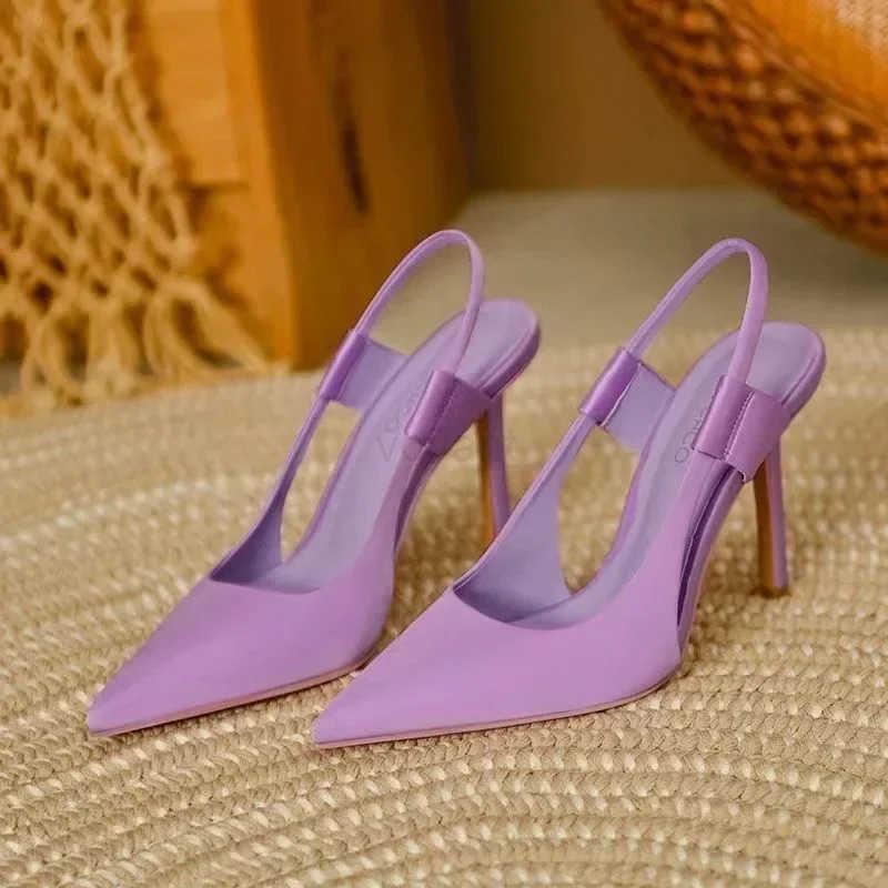 Summer New Brand Wens Slingback Shoes Pointed Toe Slip on Sandals for Wen Thin High Heel Ladies Elegant Pumps Shoes Z250326