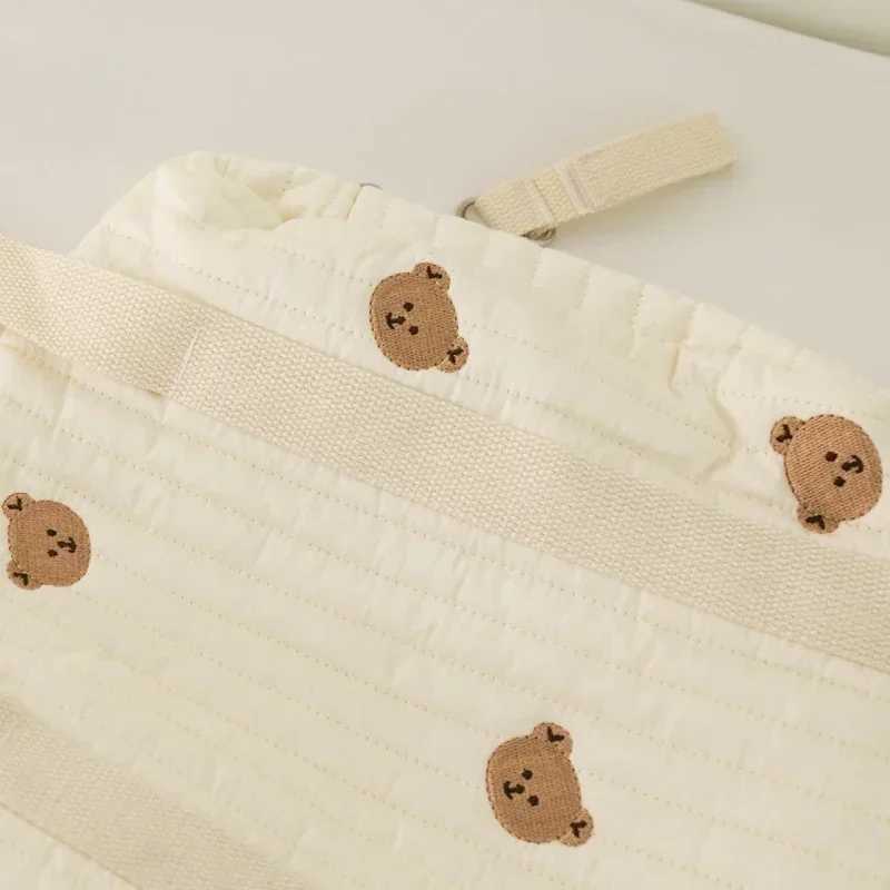 Cute Bear Baby Stroller Nappy Bag Korea Embroidery Flower Mommy Bag Soft Maternity Portable Shoulder Pack Baby Diaper OrganizerC250326