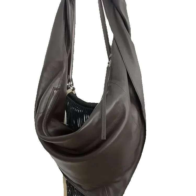 Brand New Sheepskin Square Lema Lazy Style Croissant Street Personality Shoulder Underarm Messenger Bag