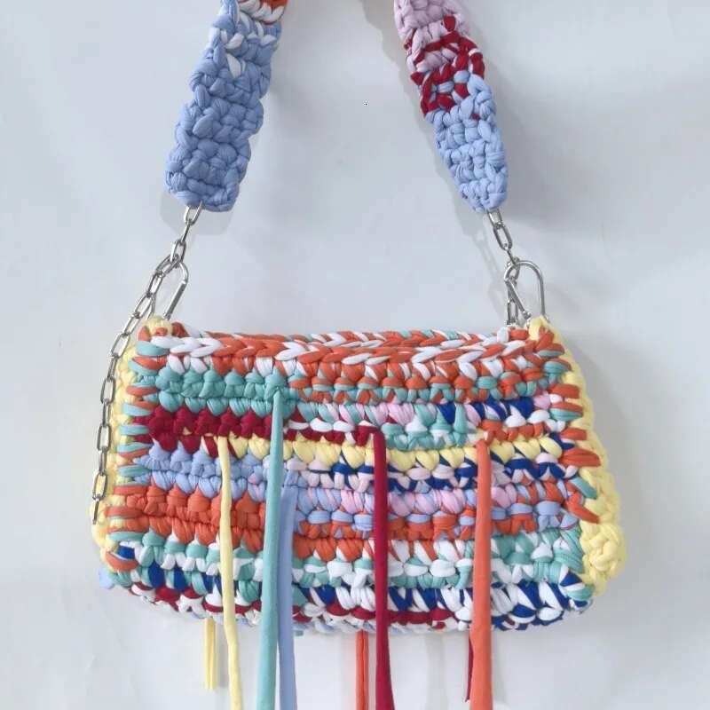 2024Women's Purse Shoulder Hot Selg Handmade Crochet With Contrasting Woven Bag Designer Handbag Bags For Lady