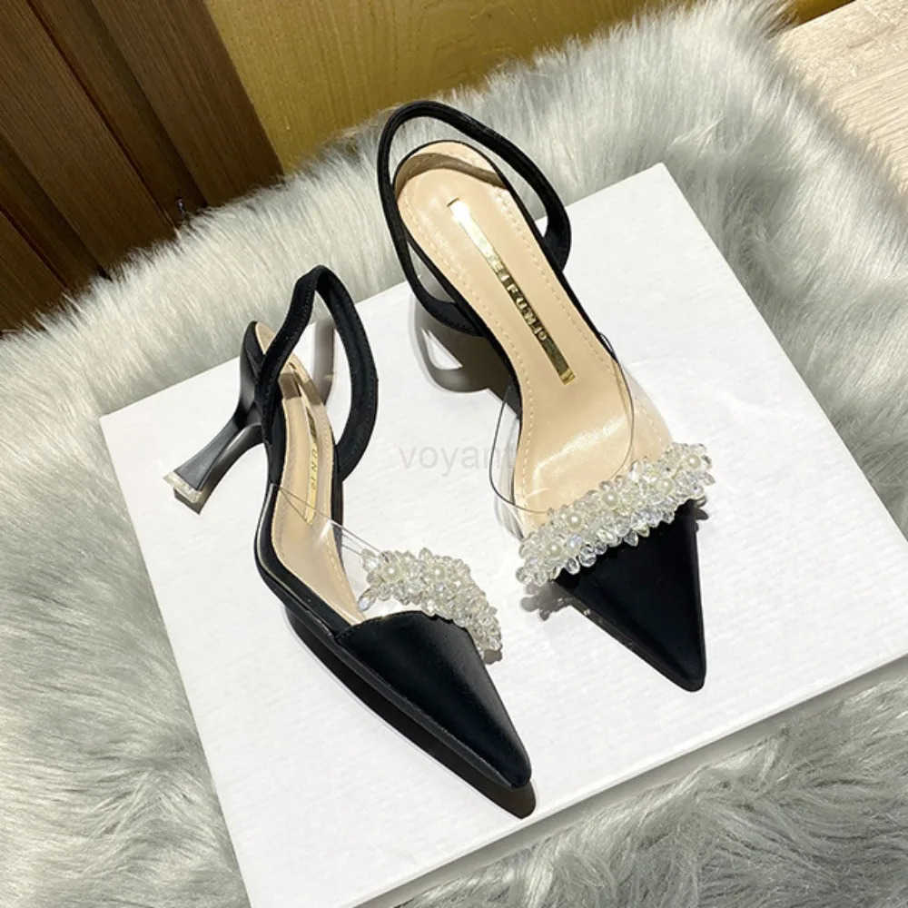 Luxury Sandals Wen Designers Baotou Sandals Wens Spring/Summer 2024 New French Transparent Pointed High H Ladies Shoes Z250326