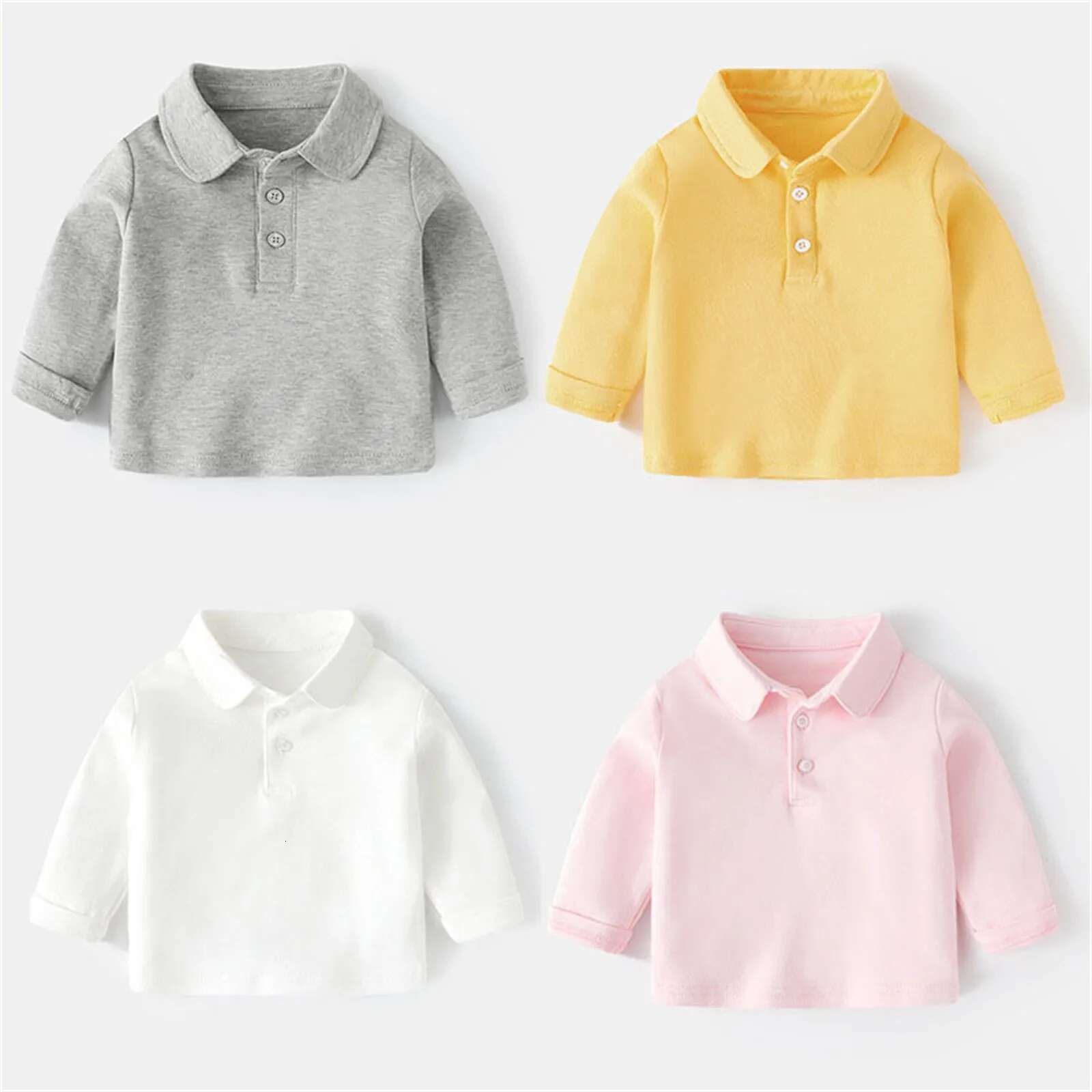 Ddmyshoesvip Years Kids Infant Toddler Baby Boys Girls Solid Color Long Sleeve Shirt Blouse Tops Autumn Outfits Clothes T Shirts