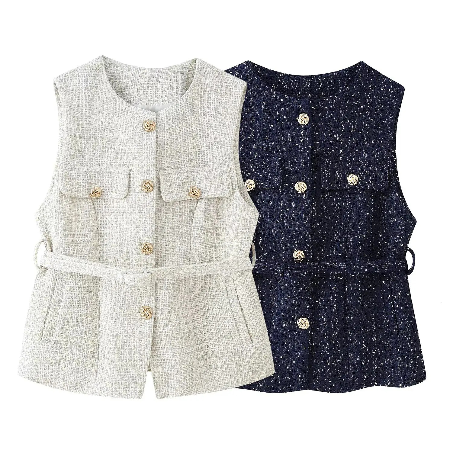 Taop Za Womens Spring/Summer Collection European and American Fashion Simple with sequin textured vest 9298725 250320
