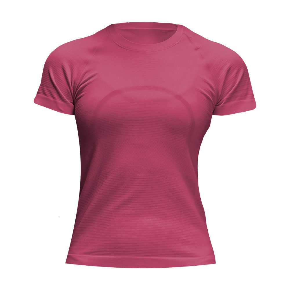 New Yoga T Shirt High Elasticity Seamless Casual Women Sports Short Sleeved Spandex Tight Fitting Jogging Fitness T