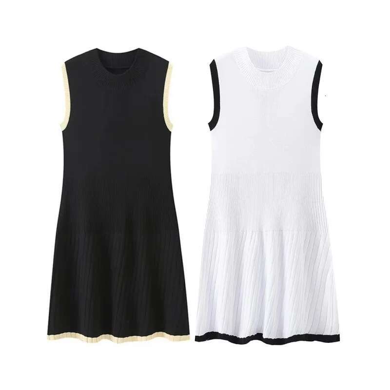 Dongdumaoyi Damesmode Hot Selling Gebreide Mini Jurk Mode Ronde Hals Ruches Een Woord C