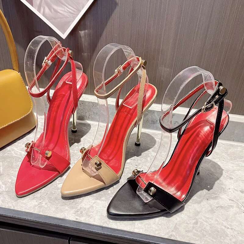 Eilyken Summer Rivet Design Buckle Strap Women Sandals Sexy Open Toe Wedding Stripper Heels Shoes atos De Mujer