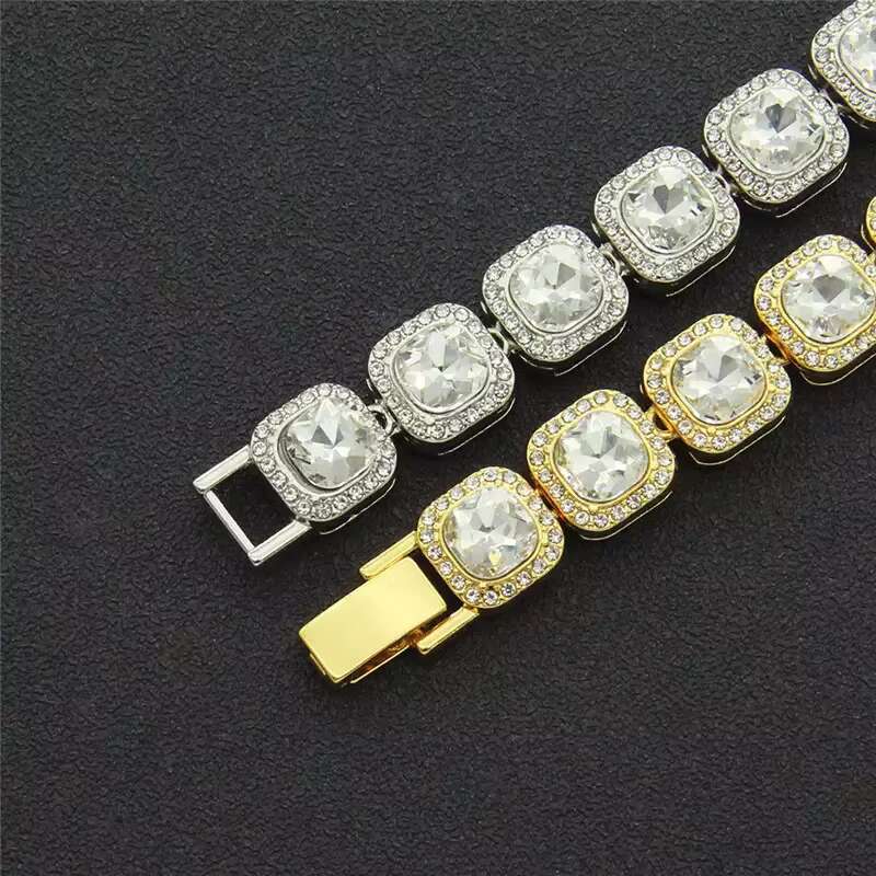 Hip Hop Necklace High Quality Moissanite Necklace GRA VVS Third Party Inspection 925 Silver Moissanite Square Baguette Necklace