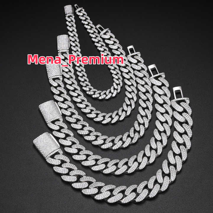 Hot Selling Hip Hop Jewelry 8mm-20mm Sterling Silver 925 14K Gold Iced Out Cuban Link Bracelet Moissanite Cuban Necklace Chain