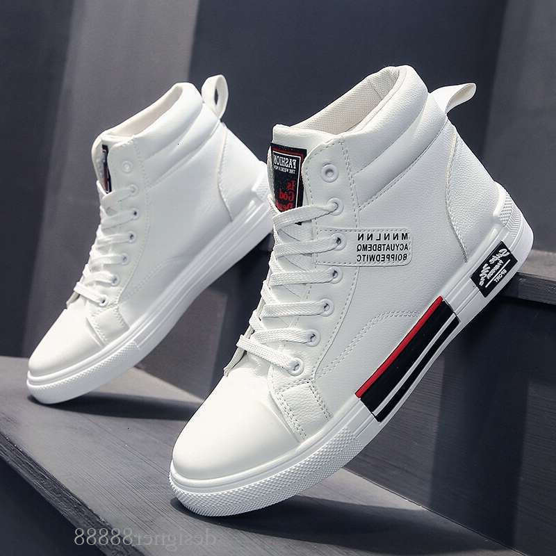 Men's Skateboarding High Top Sneakers Bre athable White Sports Students Street Walking Shoes Chauss ure Homme