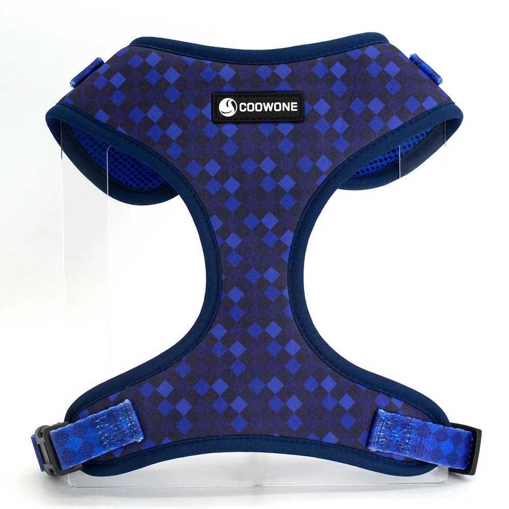 Adjustable pet dog collar durable soft cute creative deep blue diamond belt chloroprene rubber safety belt poop bag dispenser X250326