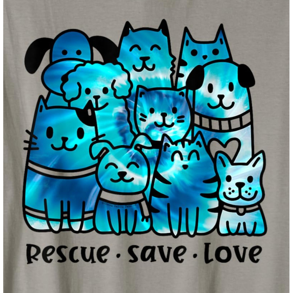 T shirt for Mens Rescue Save Love Cute Tie Dye Animal Rescue Dog Cat Lovers t Graphic Tee Casual Tops Clothes Short sleeve cool simple