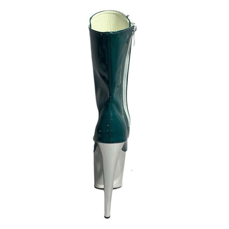 High Heel Autumn Round Toe Super High Heels Waterproof Platform CM Women S Short Trendy Low Cut Leg Slimming Green Fashion Boots