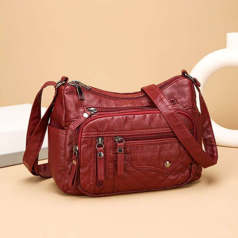 New Shoulder PU Soft Leather Texture Large Capacity Crossbody Women's Fashion Simple Middle aged Mom Bag