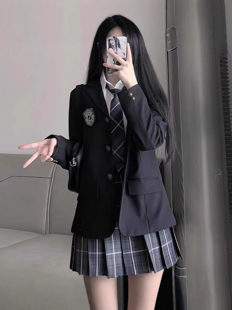 L325Charming Female JK Uniform Blazer for Students - Traditional Japanese Collegiate Style Fit for Spring & Fall Seasons