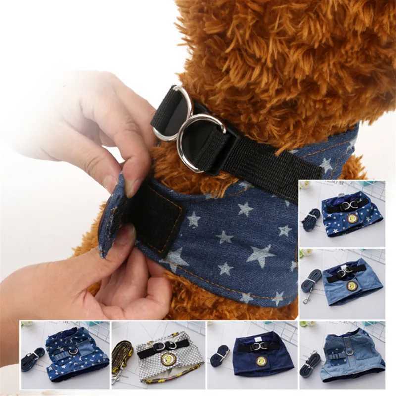 Pet dog harness and belt set suitable for Chihuahua puppies mini nylon mesh puppies cat harnesses vests floral prints walking lead harnesses X250326