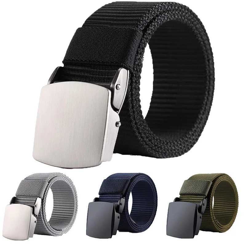 2022 new canvas mens belt fashion black nylon outdoor metal automatic buckle leisure fully matched luxury belt mens wholesale W250326
