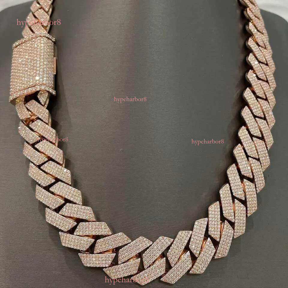 Bulky Prong Setting 20Mm 4 Rows Sterg Sier Iced Out VVS Moissanite Cuban k Chain