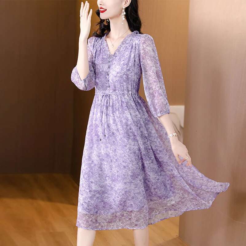 2024 Summer ral Silk Beach Midi Sundress Women Boho Fashion Casual Light Dress Spring Korean Elegant Festival Vestidos