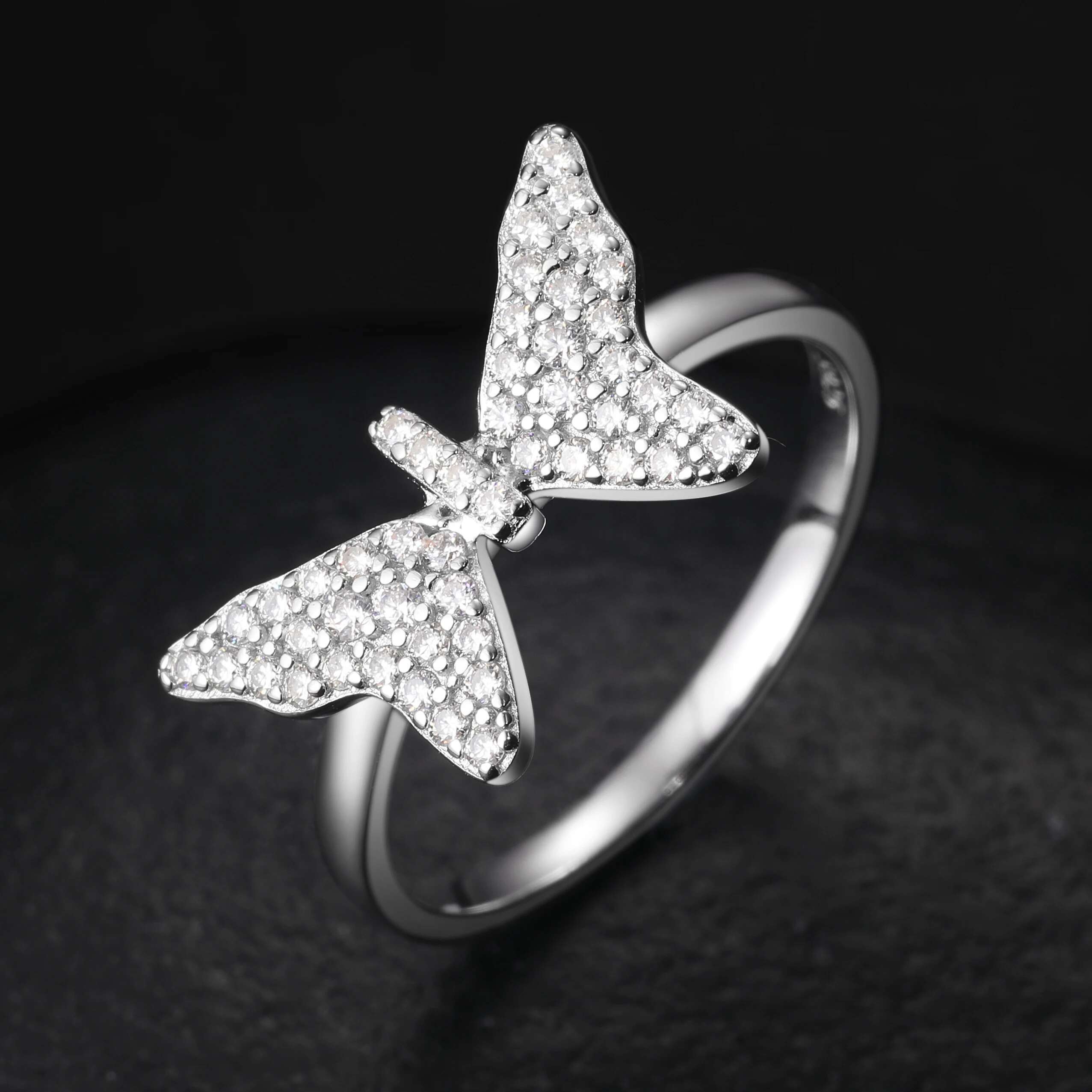 TUHE VVS1 Moissanite Rings For Women Silver 925 Rings Butterfly Women Romantic Jewelry Gifts
