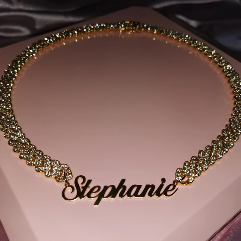 Grandbling custom stainless steel name necklace with 9mm Cuban chain personalized word necklace pendant party gift 250322